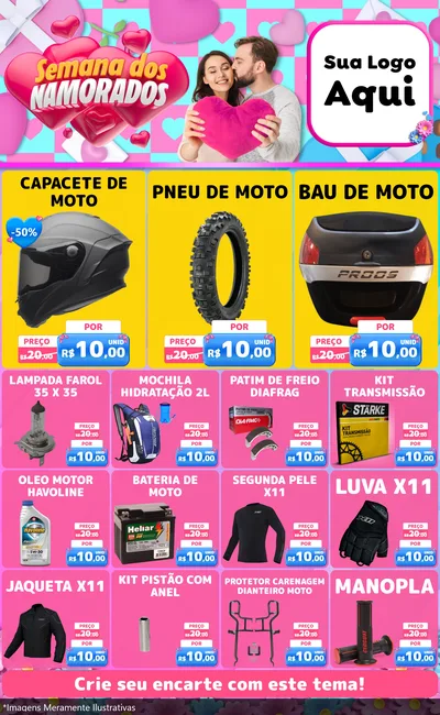 Modelo de Encarte para Encarte Grande com o tema Semana dos Namorados para Moto peças