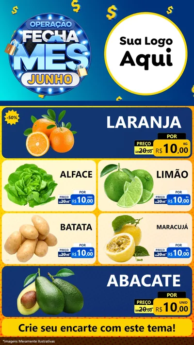 Modelo de TV para TV Vertical com o tema Operação Fecha Mês, Junho para Hortifrúti