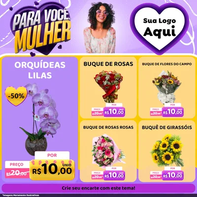 Modelo de Rede Social para Feed Facebook com o tema Para Você, Mulher para Floricultura e jardim
