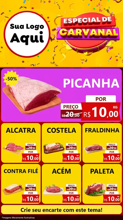 Modelo de Rede Social para Stories com o tema Especial de Carnaval para Açougue