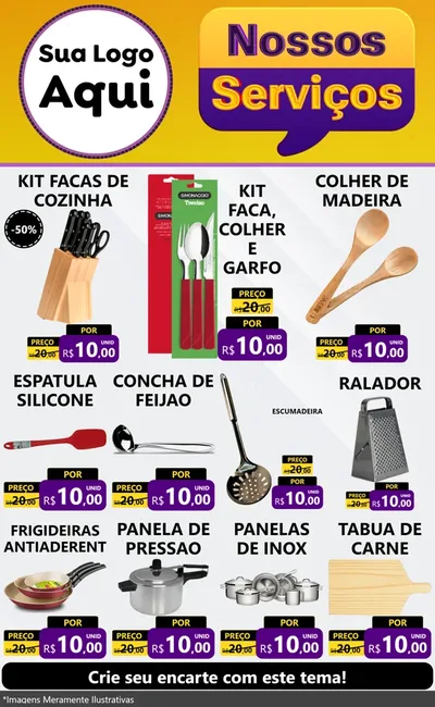 Modelo de Encarte para Encarte Grande com o tema Nossos Serviços para Utilidades Domésticas
