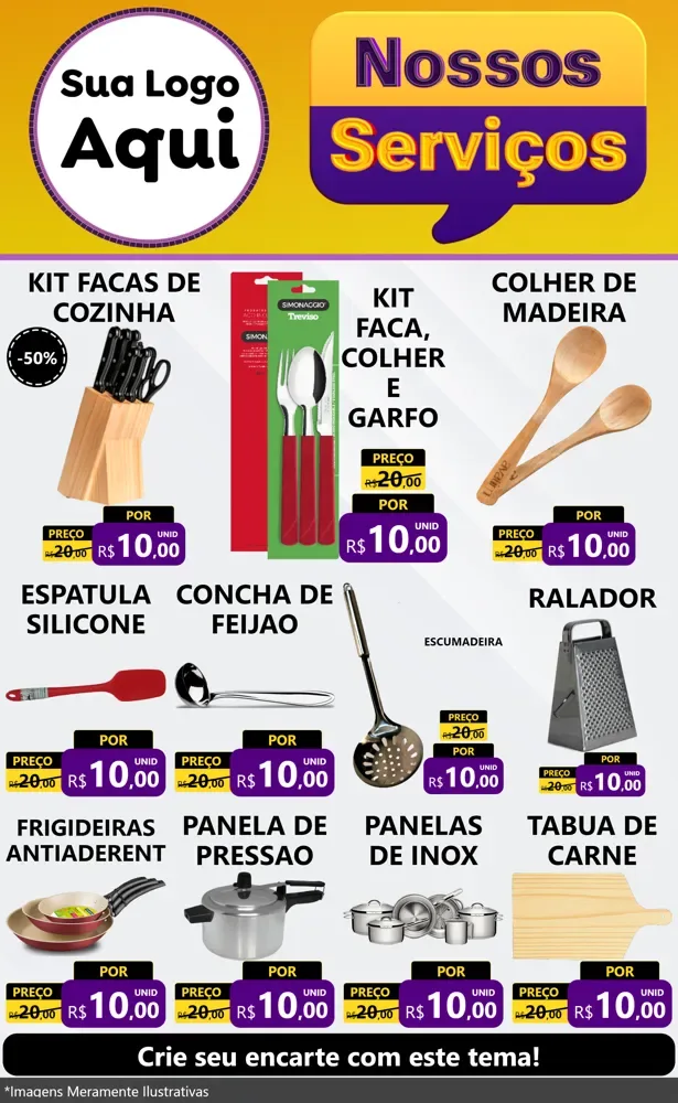 Modelo de Encarte para Encarte Grande com o tema Nossos Serviços para Utilidades Domésticas