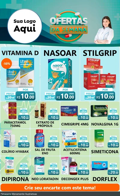 Modelo de Encarte para Encarte Grande com o tema Ofertas da Semana para Farmácia
