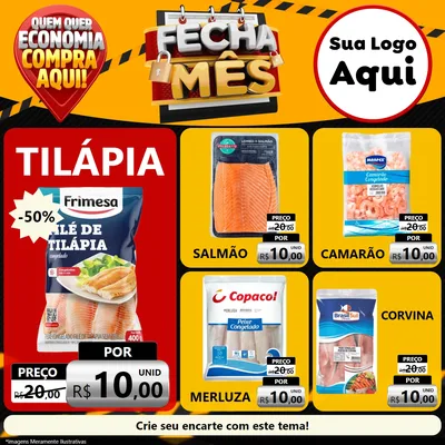 Modelo de Rede Social para Feed Facebook com o tema Fecha Mês para Peixaria