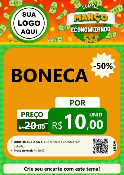 Modelo de Cartaz para Cartaz A4 Vertical com o tema Comece Março Economizando para Brinquedos