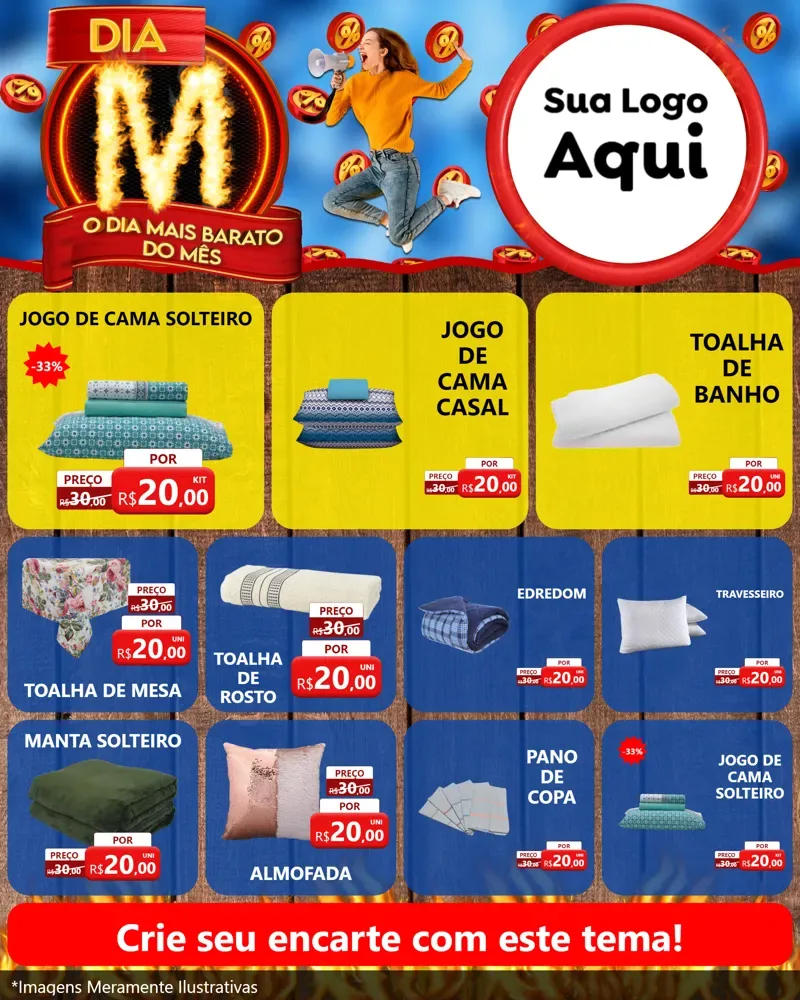 Modelo de Rede Social para Feed Instagram com o tema Dia M - O Dia Mais Barato Do Mês para Cama, Mesa e Banho