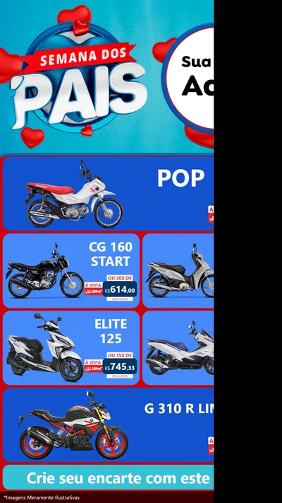 Modelo de TV para TV Vertical com o tema Semana Dos Pais para Concessionaria de Motos