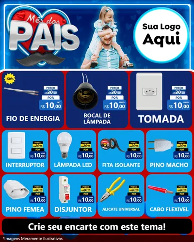 Modelo de Rede Social para Feed Instagram com o tema Mês Dos Pais para Materiais Elétricos