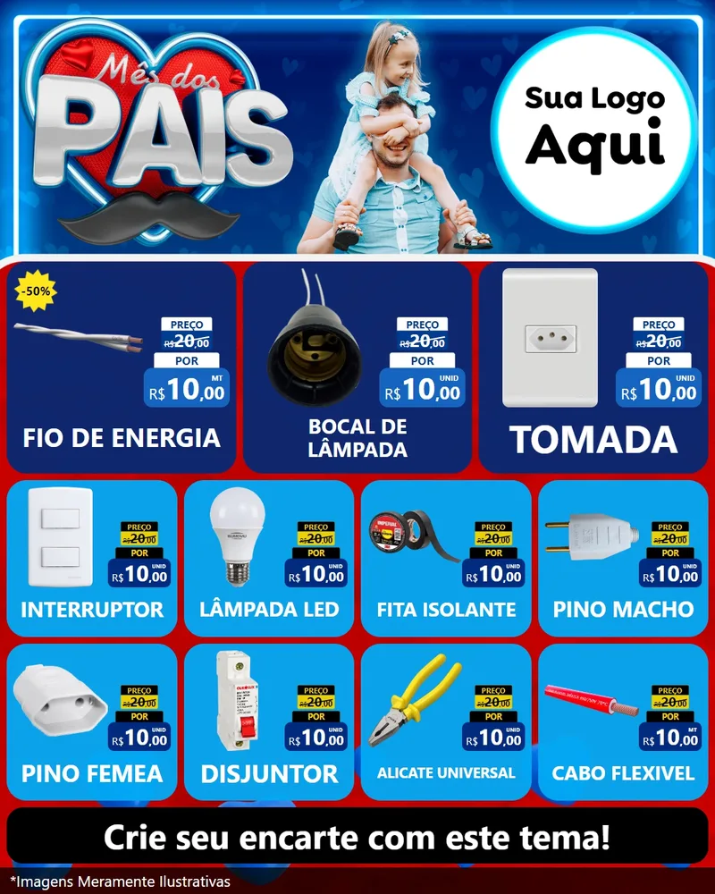 Modelo de Rede Social para Feed Instagram com o tema Mês Dos Pais para Materiais Elétricos