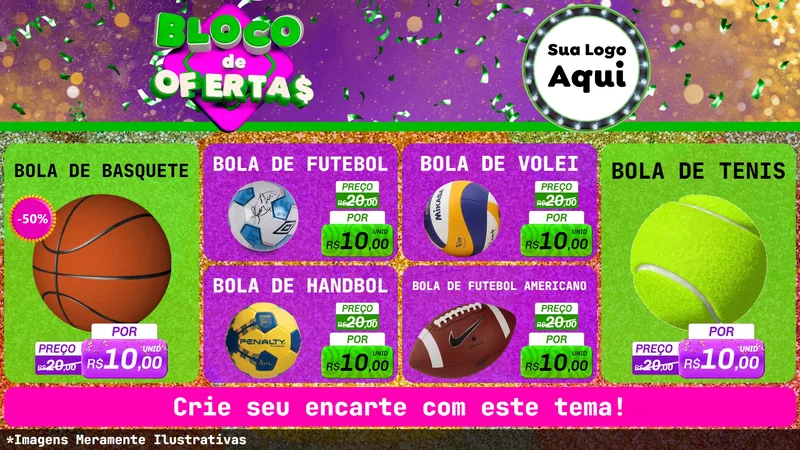 Modelo de TV para TV Horizontal com o tema Bloco de Ofertas para Artigos Esportivos