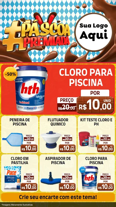 Modelo de Rede Social para Stories com o tema Páscoa Premiada para Produtos para Piscina
