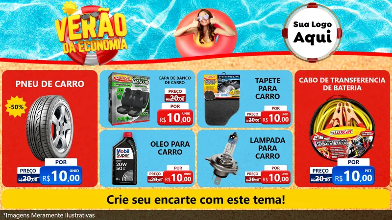 Modelo de TV para TV Horizontal com o tema Verão da Economia para Auto peças