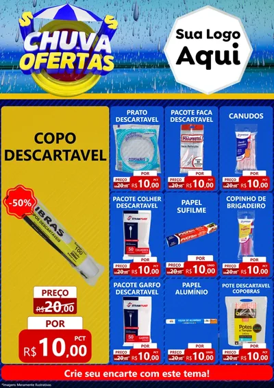 Modelo de Encarte para Encarte A4 Vertical com o tema Chuva de Ofertas para Embalagens