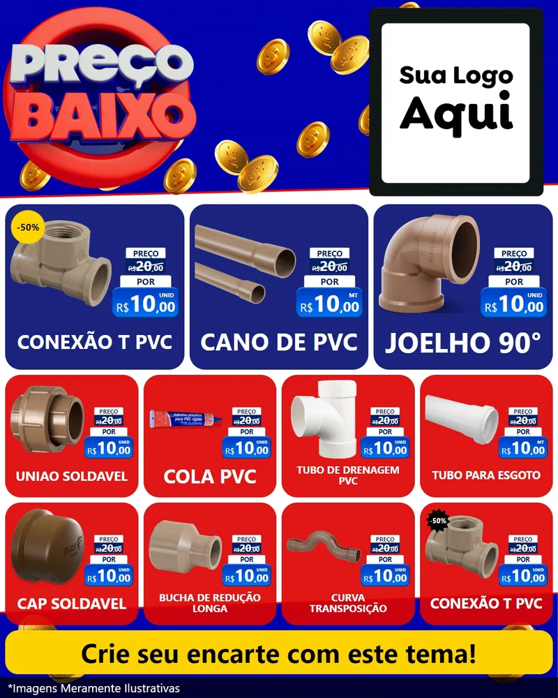 Modelo de Rede Social para Feed Instagram com o tema Preço Baixo para Tubos e conexões