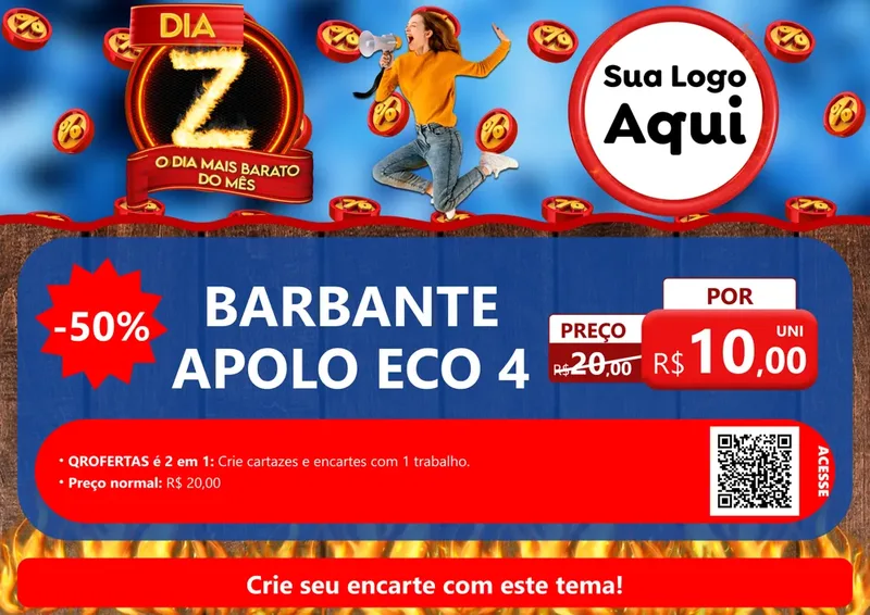 Modelo de Cartaz para Cartaz A4 Horizontal com o tema Dia Z - O Dia Mais Barato Do Mês para Armarinho e Aviamentos