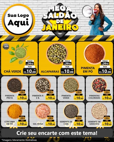 Modelo de Rede Social para Feed Instagram com o tema Mega Saldão de Janeiro para Produtos Naturais