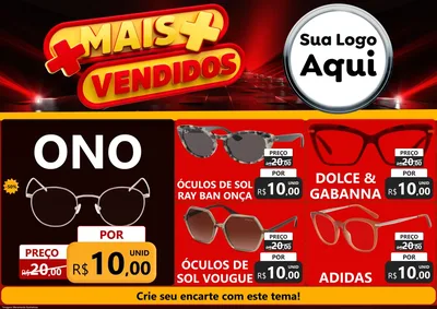 Modelo de Encarte para Encarte A4 Horizontal com o tema Mais Vendidos para Óticas
