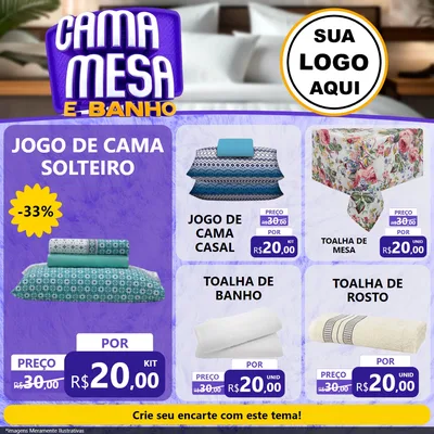Modelo de Rede Social para Feed Facebook com o tema Cama , Mesa e Banho para Cama, Mesa e Banho