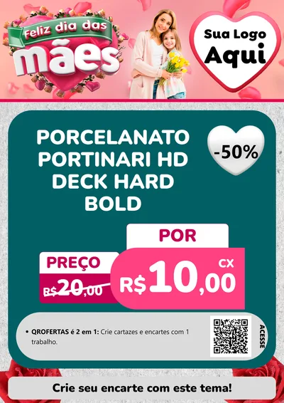 Modelo de Cartaz para Cartaz A4 Vertical com o tema Feliz Dia das Mães para Pisos e revestimentos