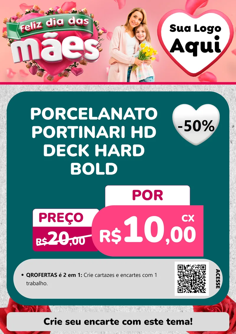 Modelo de Cartaz para Cartaz A4 Vertical com o tema Feliz Dia das Mães para Pisos e revestimentos