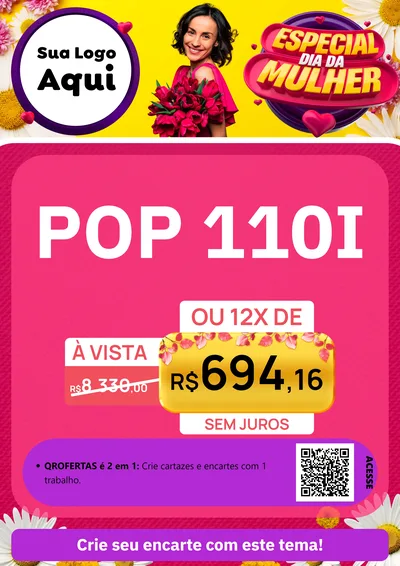 Modelo de Cartaz para Cartaz A4 Vertical com o tema Especial Dia da Mulher para Concessionaria de Motos