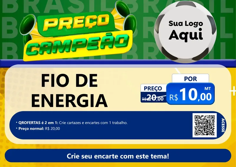 Modelo de Cartaz para Cartaz A4 Horizontal com o tema Preço Campeão - Copa para Materiais Elétricos