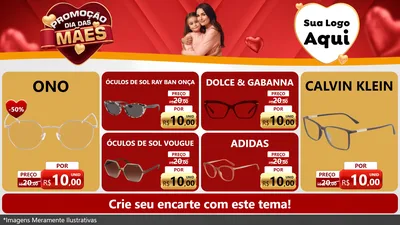Modelo de TV para TV Horizontal com o tema Promoção Dia das Mães para Óticas