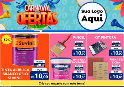 Modelo de Encarte para Encarte A4 Horizontal com o tema Carnaval de Ofertas para Tintas e Ferramentas