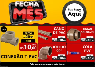 Modelo de Encarte para Encarte A4 Horizontal com o tema Fecha Mês para Tubos e conexões