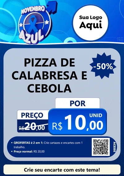 Modelo de Cartaz para Cartaz A4 Vertical com o tema Novembro Azul para Pizzaria