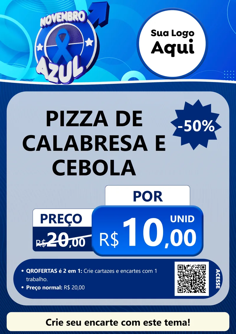 Modelo de Cartaz para Cartaz A4 Vertical com o tema Novembro Azul para Pizzaria