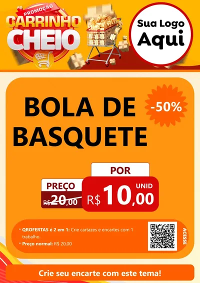 Modelo de Cartaz para Cartaz A4 Vertical com o tema Promoção carrinho cheio para Artigos Esportivos