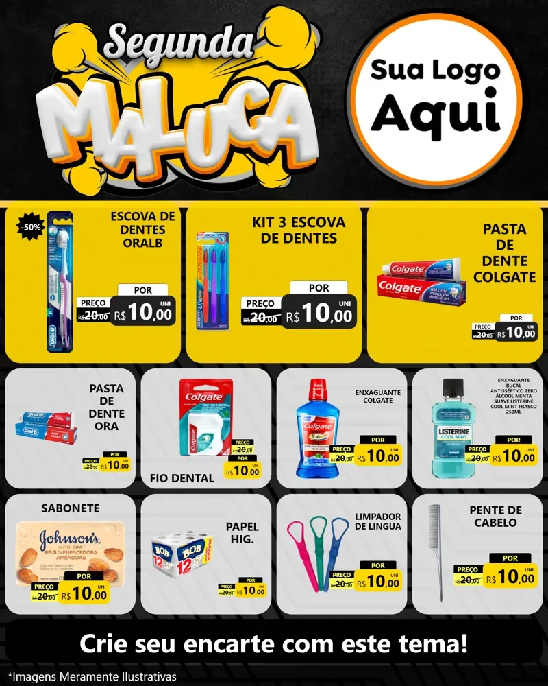 Modelo de Rede Social para Feed Instagram com o tema Segunda Maluca para Higiene Pessoal