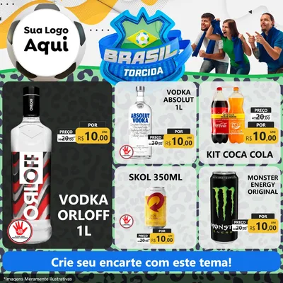 Modelo de Rede Social para Feed Facebook com o tema Brasil Torcida - Copa para Distribuidora de bebidas
