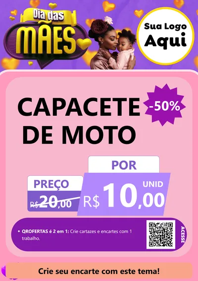Modelo de Cartaz para Cartaz A4 Vertical com o tema Dia das Mães para Moto peças