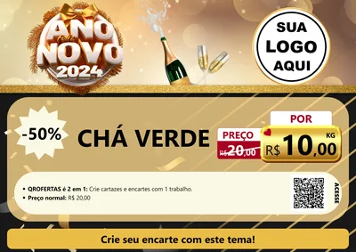 Modelo de Cartaz para Cartaz A4 Horizontal com o tema Feliz Ano Novo 2027 para Produtos Naturais