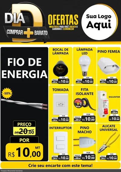 Modelo de Encarte para Encarte A4 Vertical com o tema Dia D Mais Economia para Materiais Elétricos
