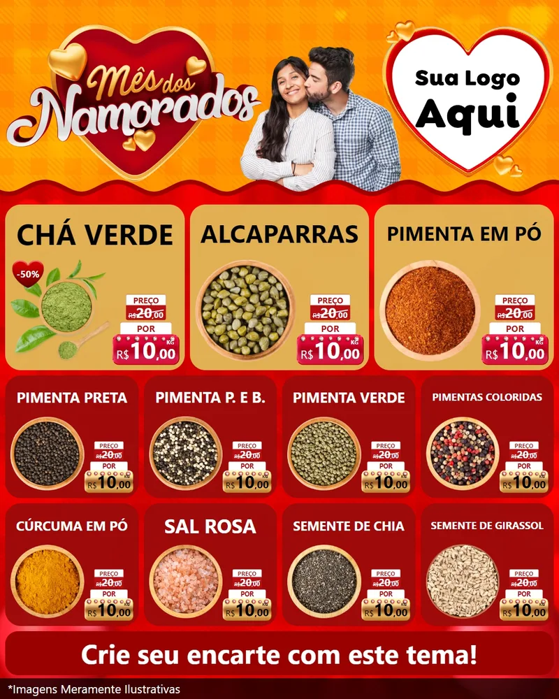 Modelo de Rede Social para Feed Instagram com o tema Mês dos Namorados para Produtos Naturais