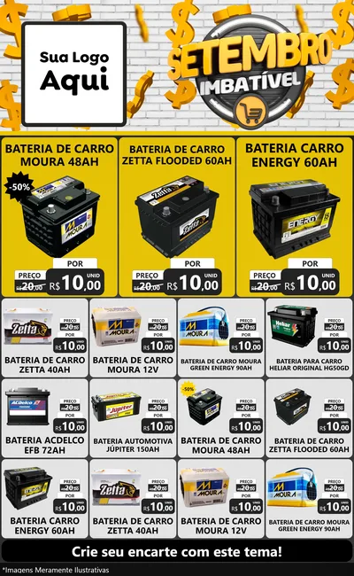 Modelo de Encarte para Encarte Grande com o tema Setembro Imbatível para Baterias Elétricas