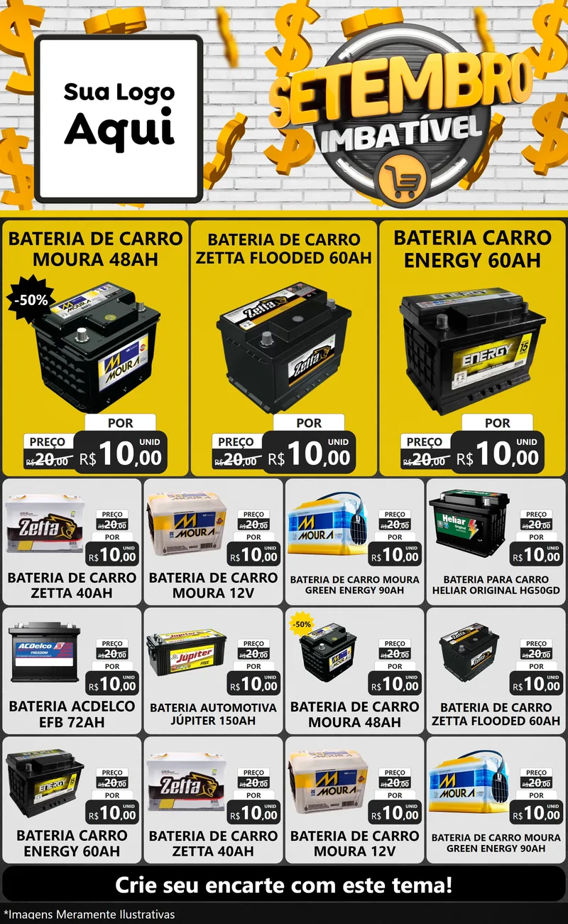 Modelo de Encarte para Encarte Grande com o tema Setembro Imbatível para Baterias Elétricas