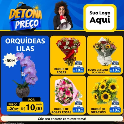 Modelo de Rede Social para Feed Facebook com o tema Detona Preços para Floricultura e jardim