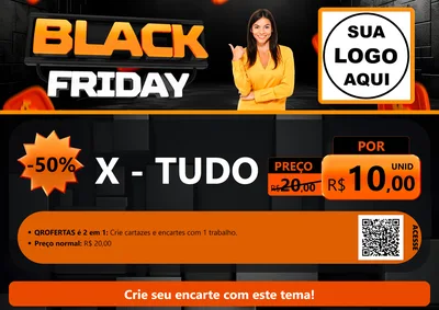 Modelo de Cartaz para Cartaz A4 Horizontal com o tema Black Friday para Hamburgueria