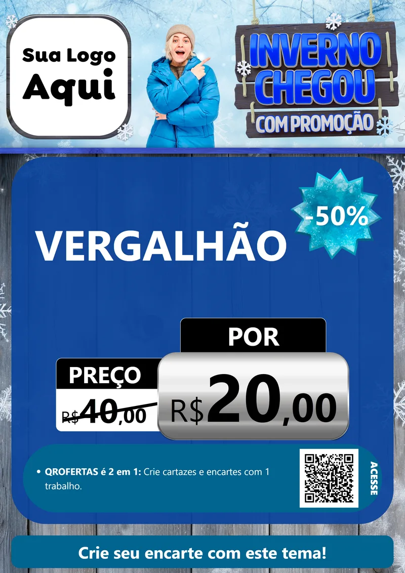 Modelo de Cartaz para Cartaz A4 Vertical com o tema Inverno Chegou Com Promoção para Ferragens