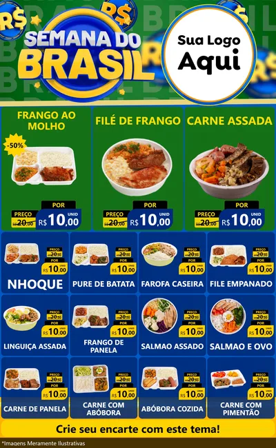Modelo de Encarte para Encarte Grande com o tema Semana Do Brasil para Restaurante