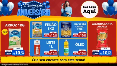 Modelo de TV para TV Horizontal com o tema Promoção de Aniversário para Supermercado