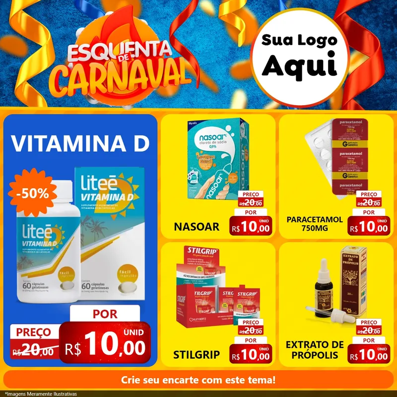 Modelo de Rede Social para Feed Facebook com o tema Esquenta de Carnaval para Farmácia