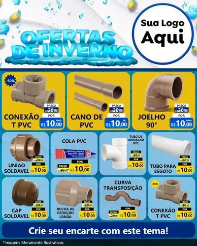 Modelo de Rede Social para Feed Instagram com o tema Ofertas de Inverno para Tubos e conexões