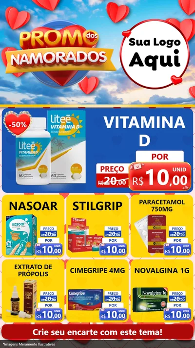 Modelo de Rede Social para Stories com o tema Promo dos Namorados para Farmácia