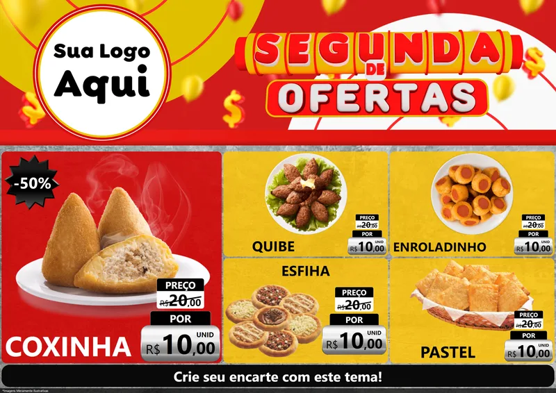Modelo de Encarte para Encarte A4 Horizontal com o tema Segunda de Ofertas para Salgadaria