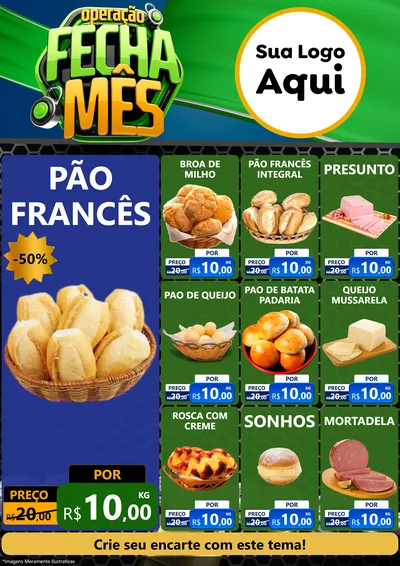 Modelo de Encarte para Encarte A4 Vertical com o tema Operação Fecha Mês para Padaria